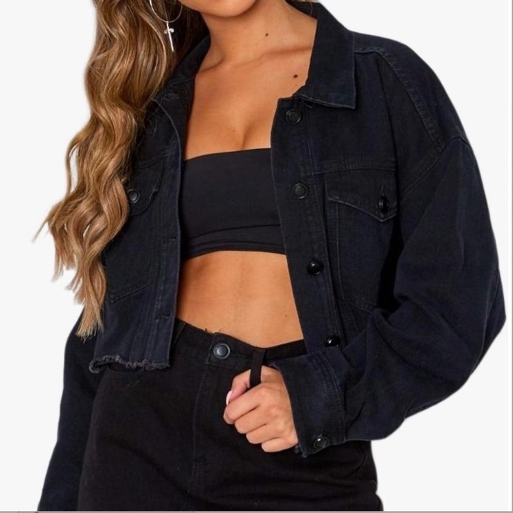 NEW Cropped Black Jean Jacket
